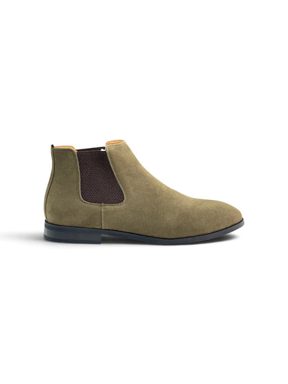 Barker Chelsea Boot Suede Olive Green