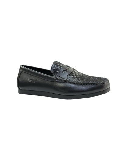 Mens Versace Black Leather Loafer
