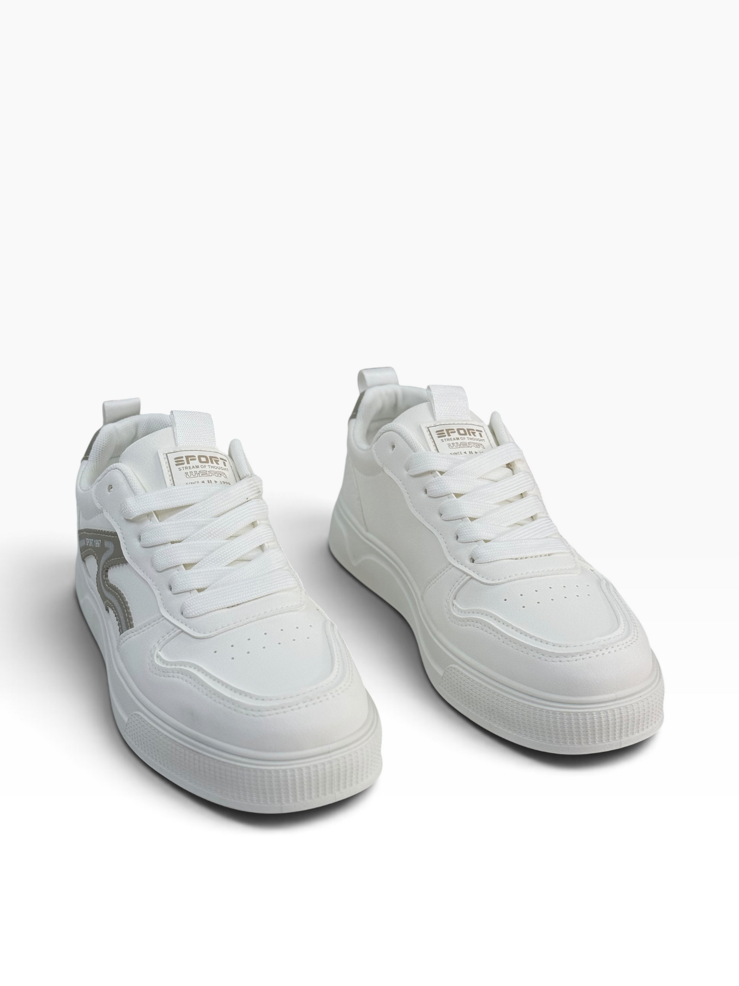 Fashion Men White Beige Logo Sneaker