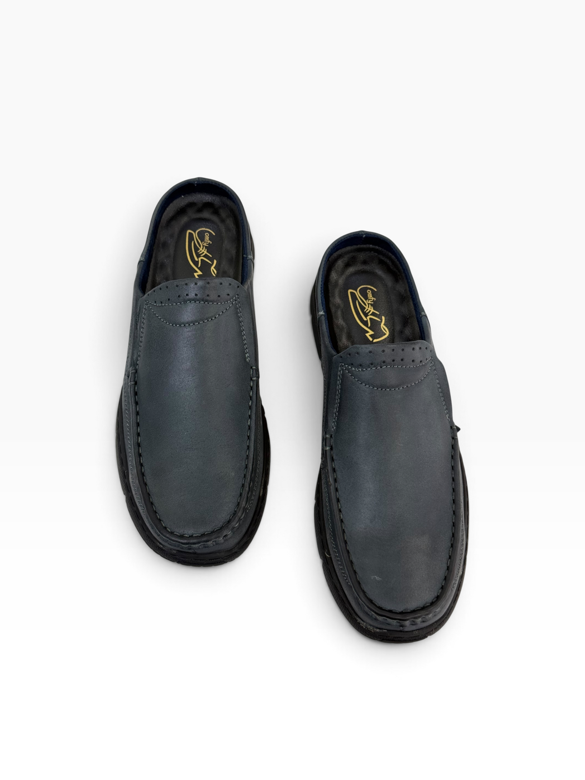 Comfy Leather Casual Half Shoe Navy Blue