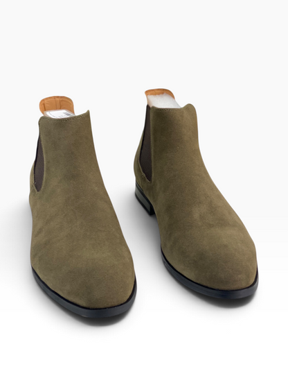Barker Chelsea Boot Suede Olive Green