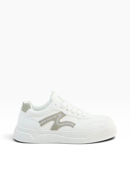 Fashion Men White Beige Logo Sneaker