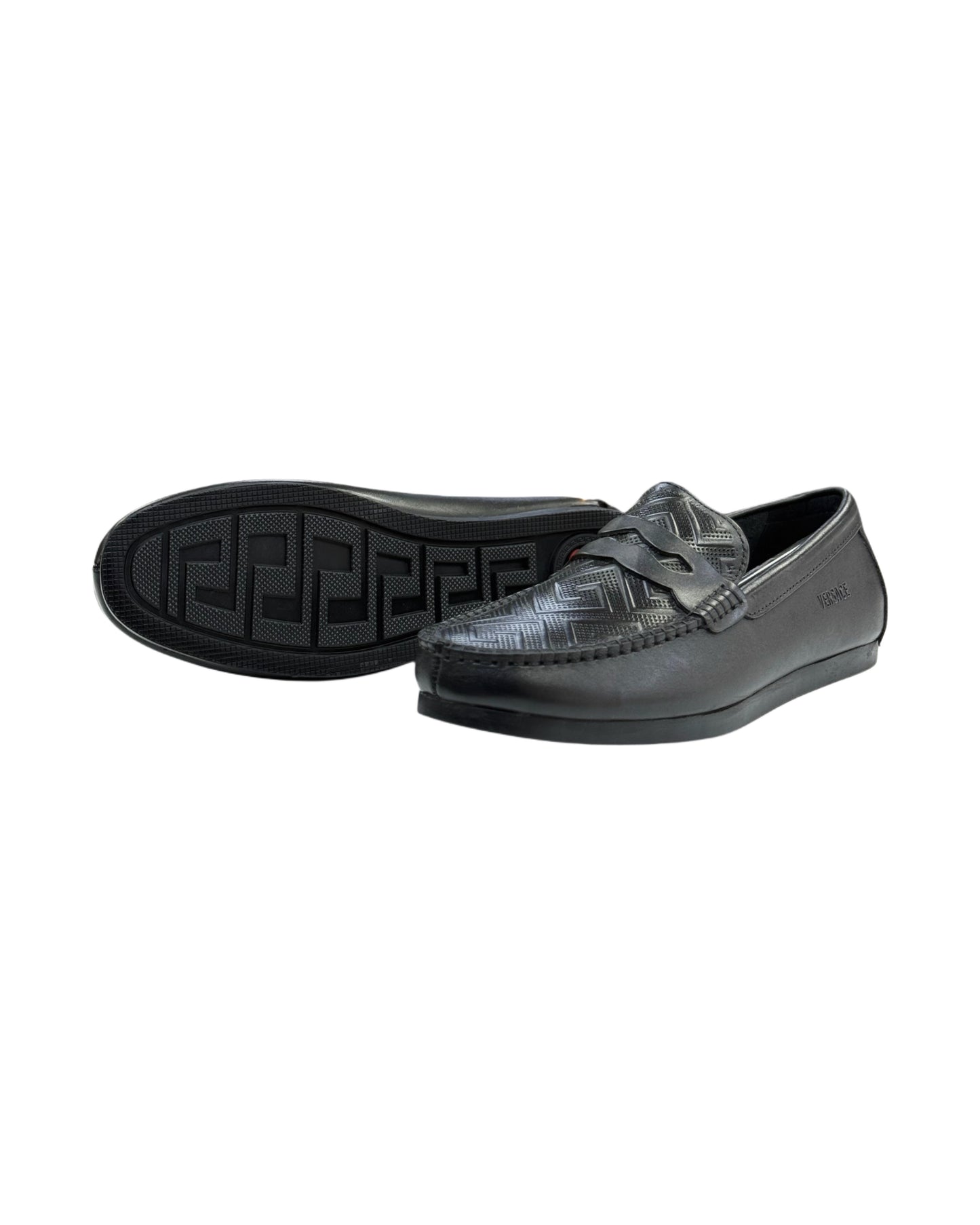 Mens Versace Black Leather Loafer