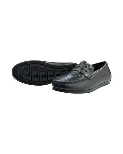 Mens Versace Black Leather Loafer