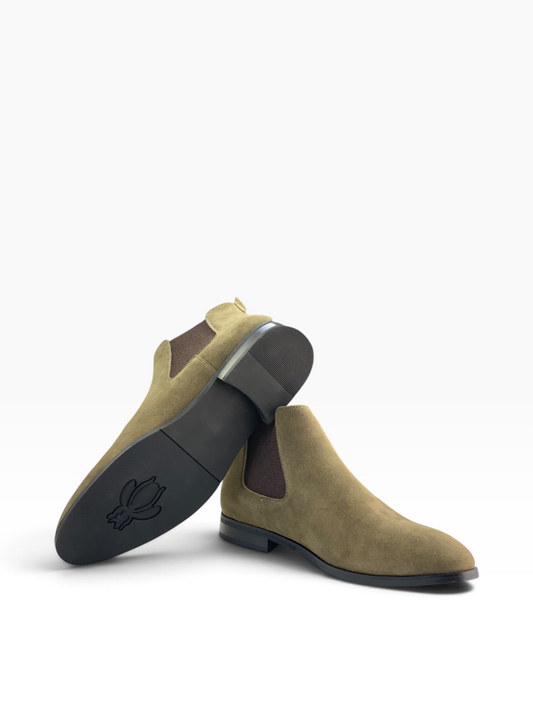 Barker Chelsea Boot Suede Olive Green