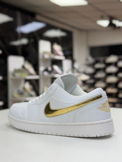 Air Jordan White Gold Logo Sneaker